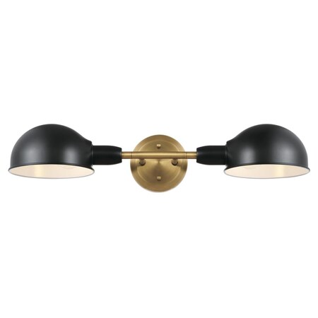 Westinghouse Fixture Wall 60W 2-Light Langhorne Swivel Heads, Matte Black, Brushed Brass 6130800